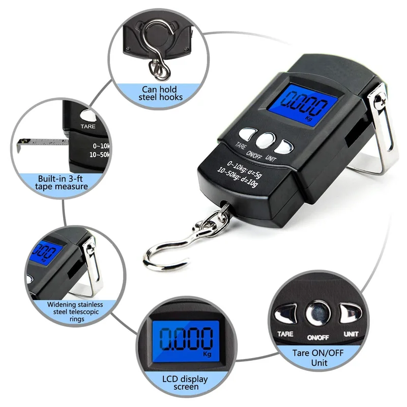 Fishing Equipment Parts - FLYSAND 110lb/50kg Electronic Scale Backlit LCD